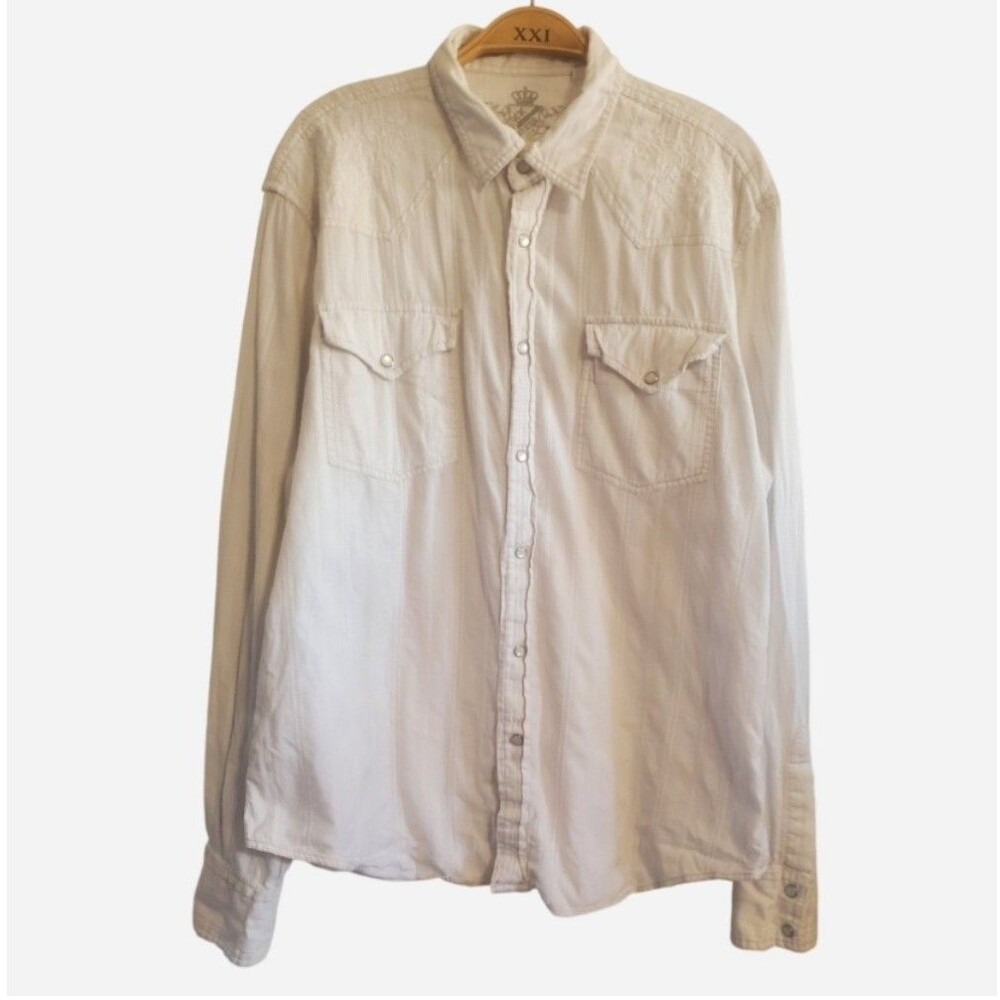 VTG Y2k GUESS  Embroidered Pearl Snap Button Western Shirt Size L Cowboy Rodeo